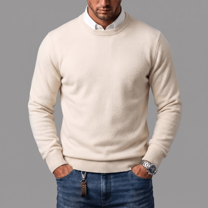 Evren - Men's Crewneck Sweater with Ribbed Trim