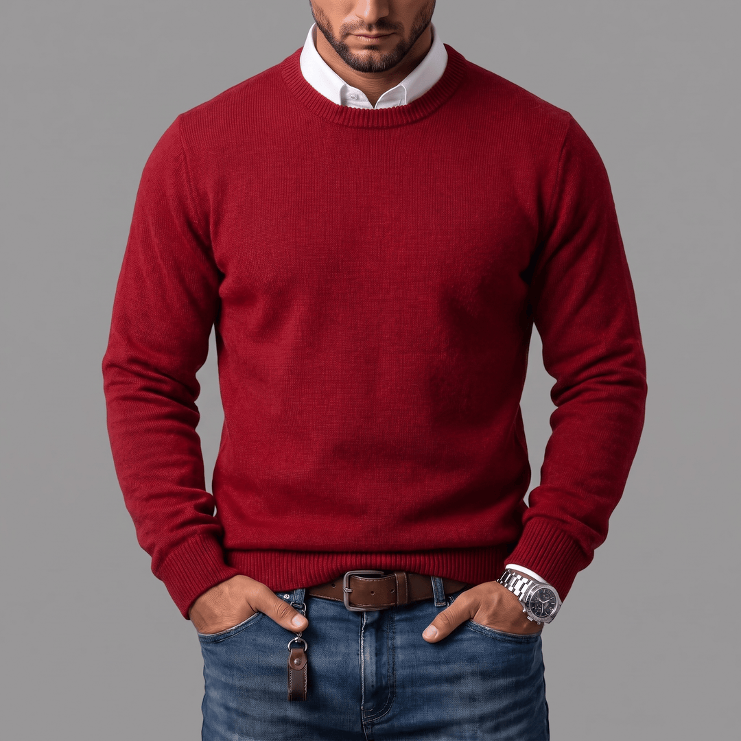 Evren - Men's Crewneck Sweater with Ribbed Trim