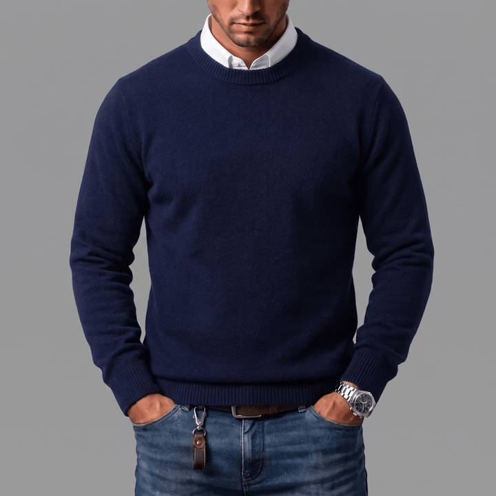 Evren - Men's Crewneck Sweater with Ribbed Trim