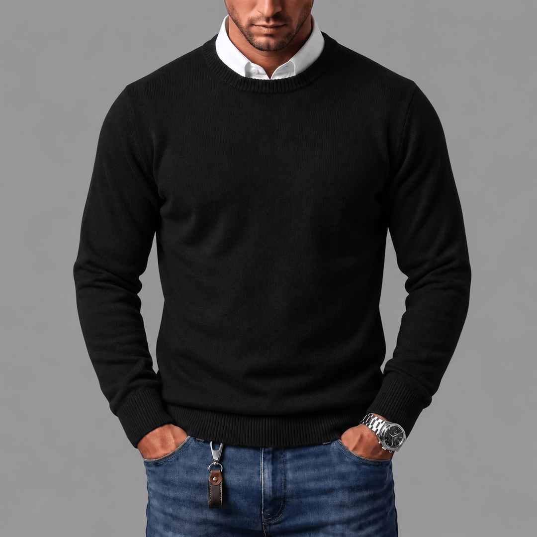 Evren - Men's Crewneck Sweater with Ribbed Trim