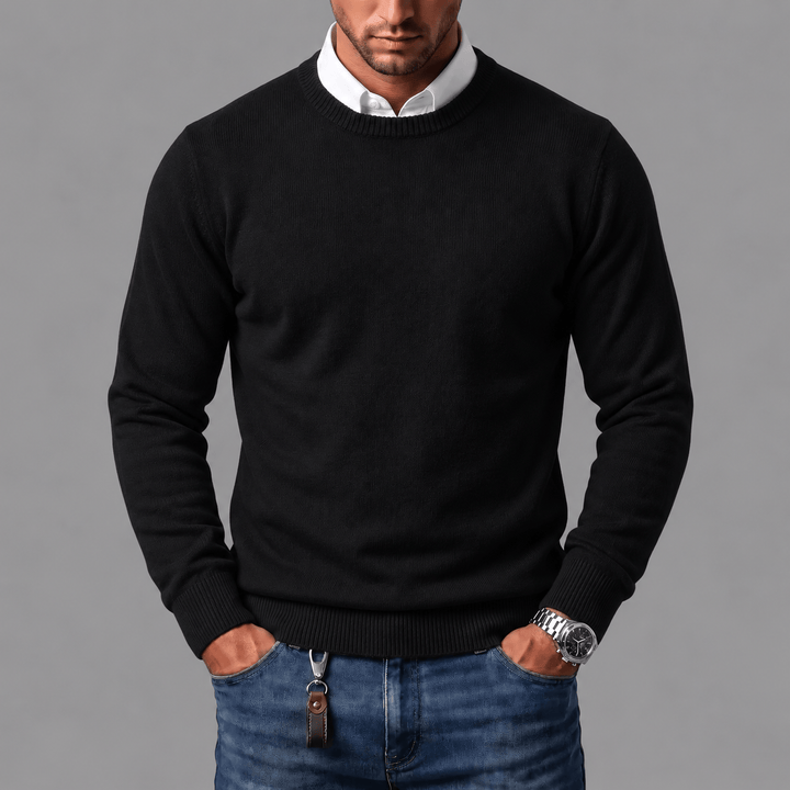 Evren - Men's Crewneck Sweater with Ribbed Trim