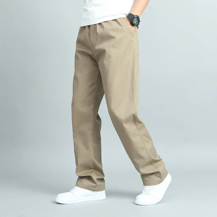 Ezra - Men's Wide-Leg Cotton Pants with Elastic Waist