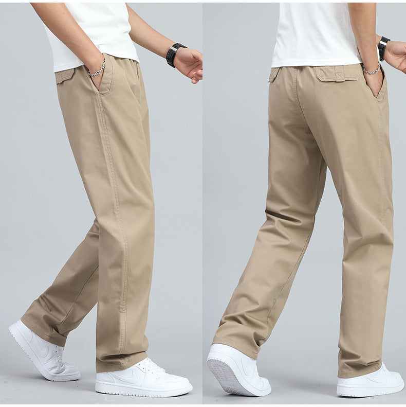Ezra - Men's Wide-Leg Cotton Pants with Elastic Waist