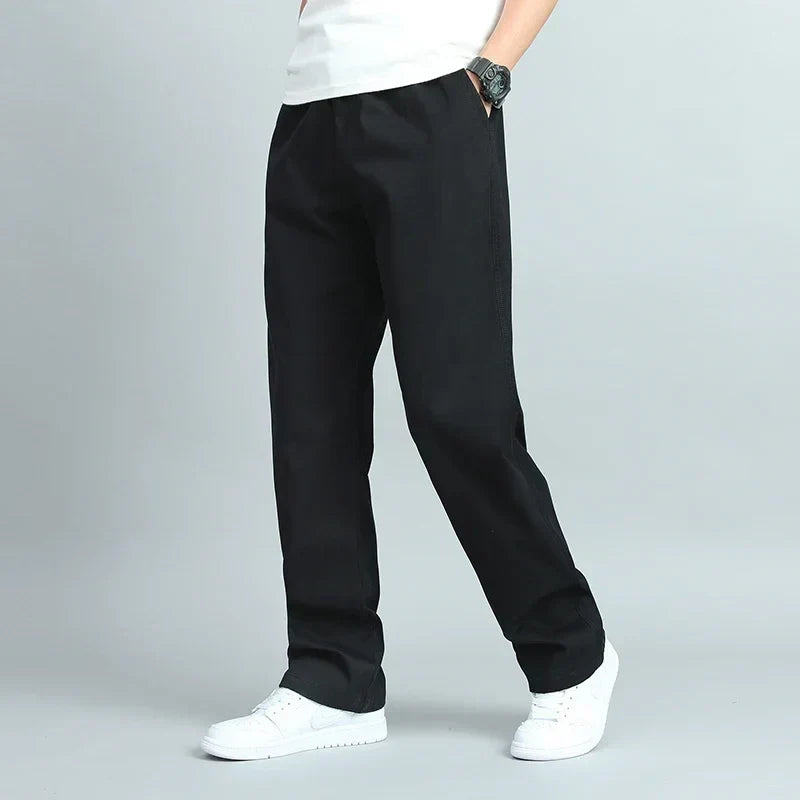 Ezra - Men's Wide-Leg Cotton Pants with Elastic Waist