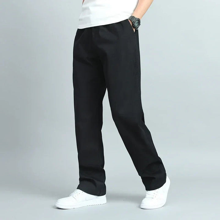 Ezra - Men's Wide-Leg Cotton Pants with Elastic Waist