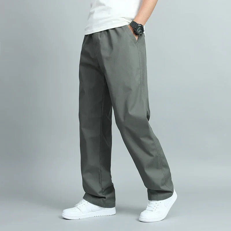 Ezra - Men's Wide-Leg Cotton Pants with Elastic Waist