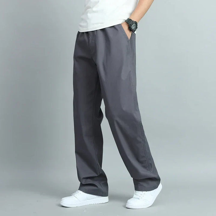 Ezra - Men's Wide-Leg Cotton Pants with Elastic Waist