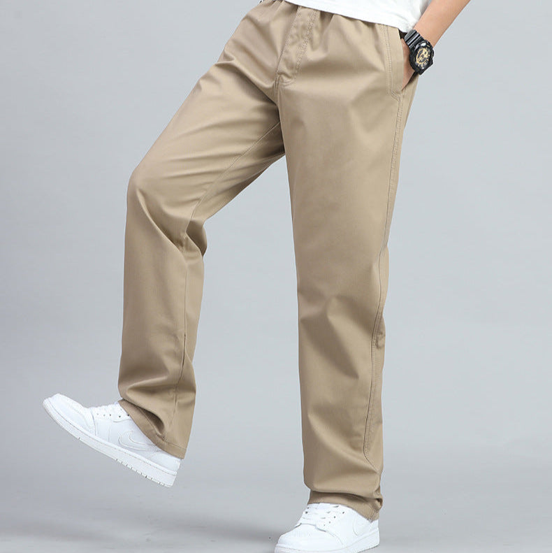 Ezra - Men's Wide-Leg Cotton Pants with Elastic Waist
