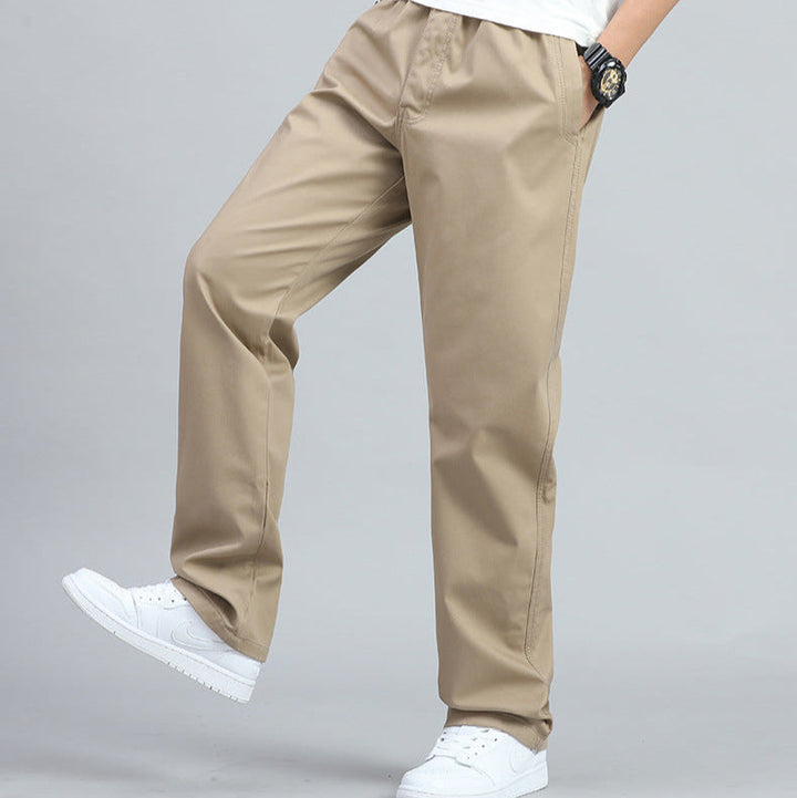 Ezra - Men's Wide-Leg Cotton Pants with Elastic Waist
