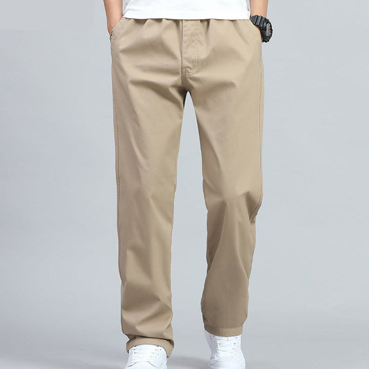 Ezra - Men's Wide-Leg Cotton Pants with Elastic Waist