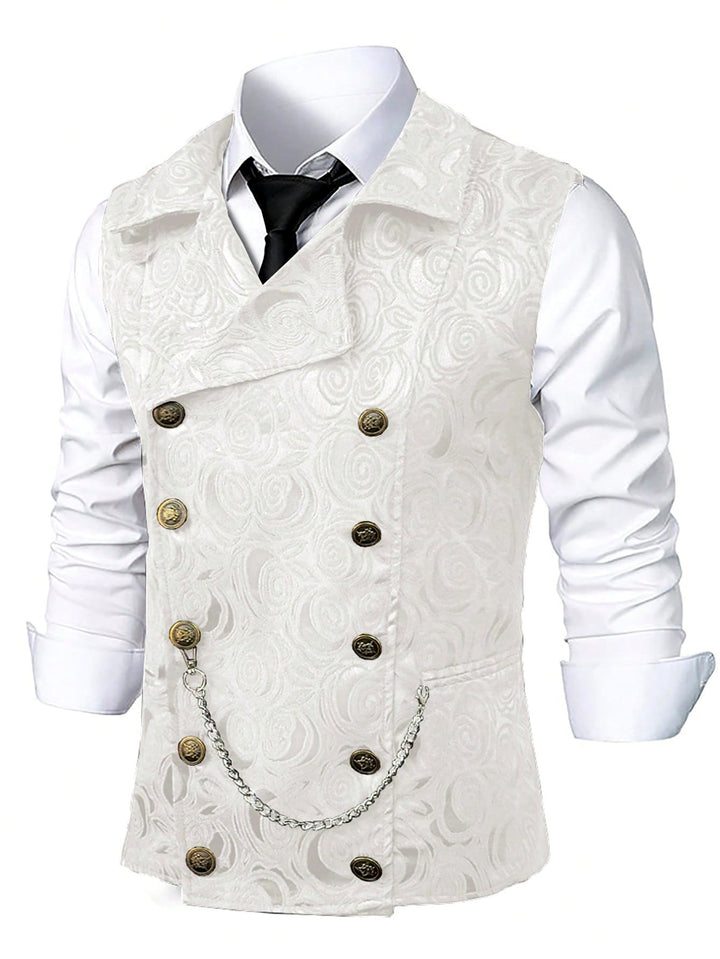 Finn - Men's Floral Jacquard Double-Breasted Suit Vest 3