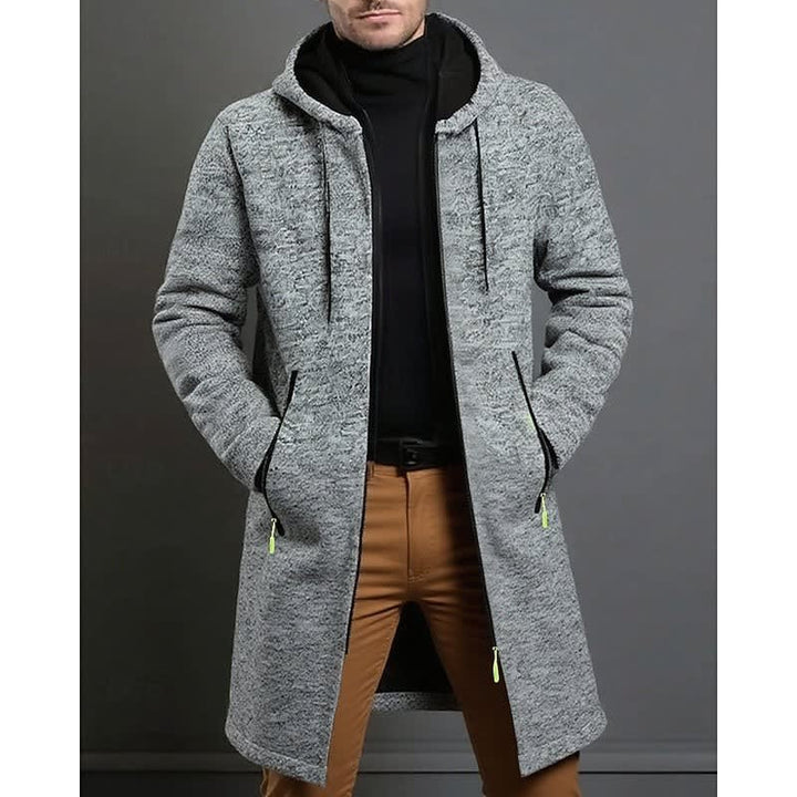 Finnley - Men's Hooded Knit Overcoat with Full-Length Zip