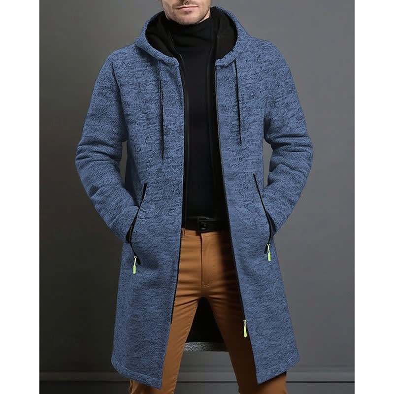 Finnley - Men's Hooded Knit Overcoat with Full-Length Zip