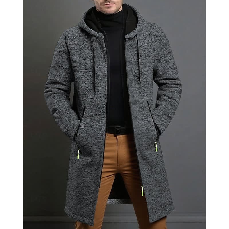 Finnley - Men's Hooded Knit Overcoat with Full-Length Zip