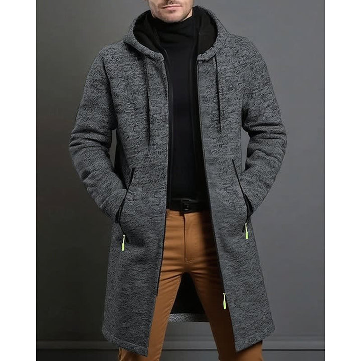 Finnley - Men's Hooded Knit Overcoat with Full-Length Zip
