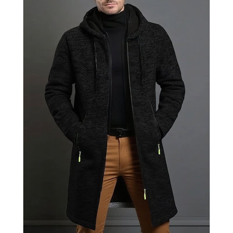 Finnley - Men's Hooded Knit Overcoat with Full-Length Zip