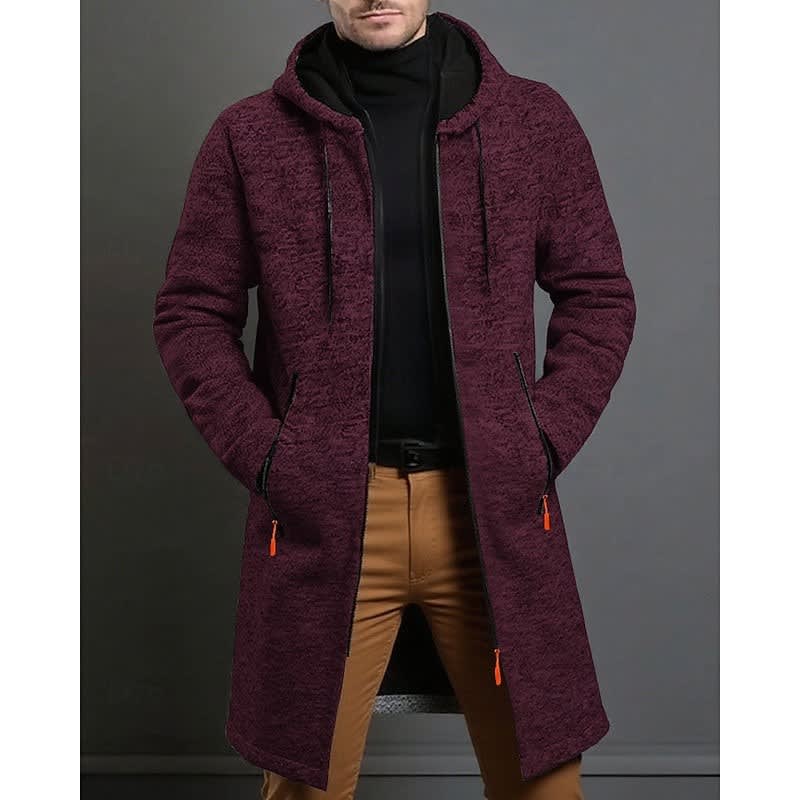 Finnley - Men's Hooded Knit Overcoat with Full-Length Zip