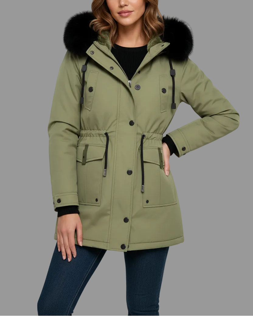 Fiona - Women's Quilted Parka with Faux Fur Hood