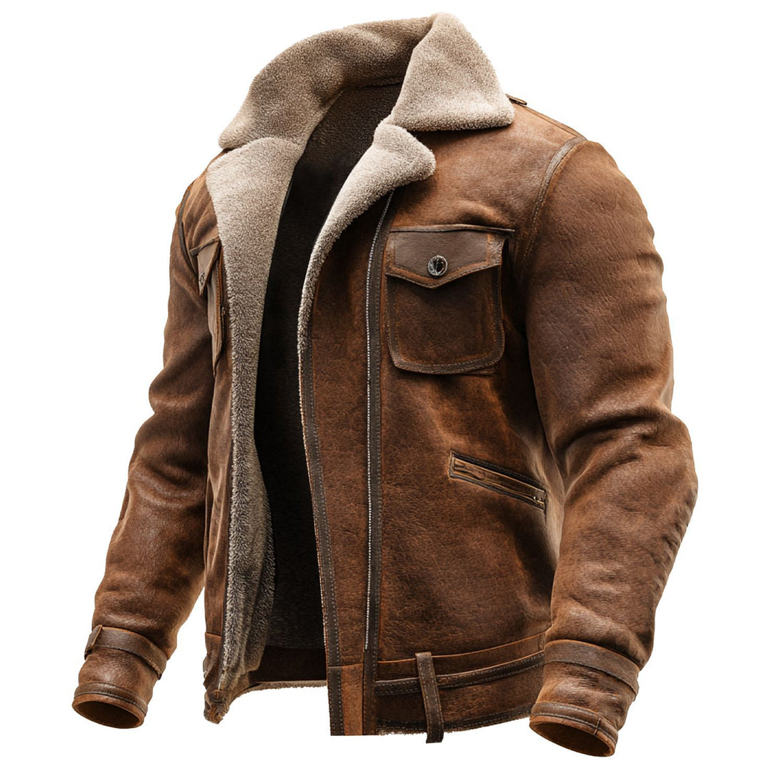 Frank - Men's Vintage Suede Shearling Jacket 