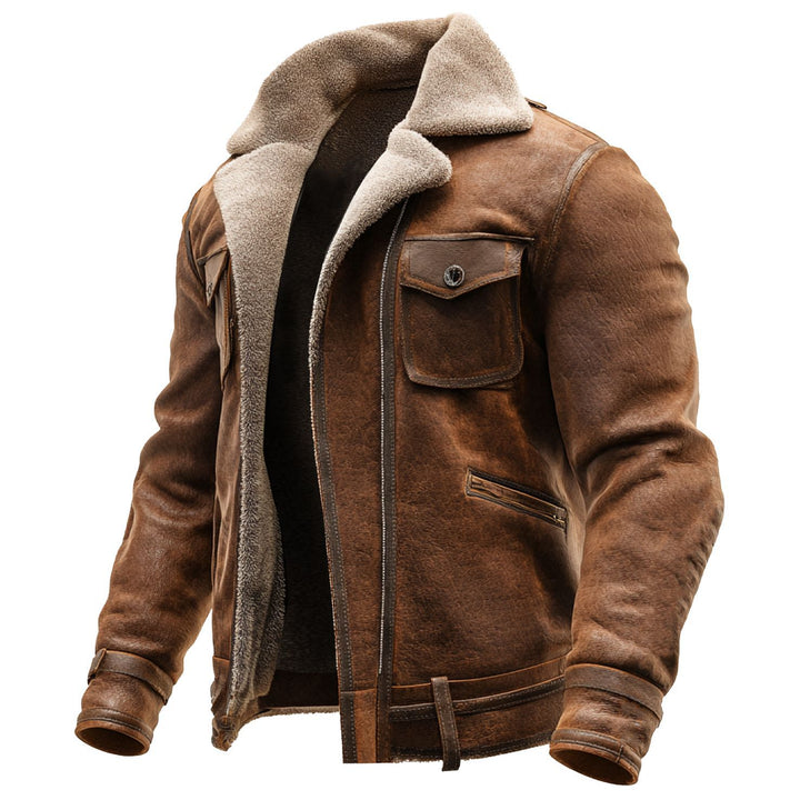 Frank - Men's Vintage Suede Shearling Jacket 