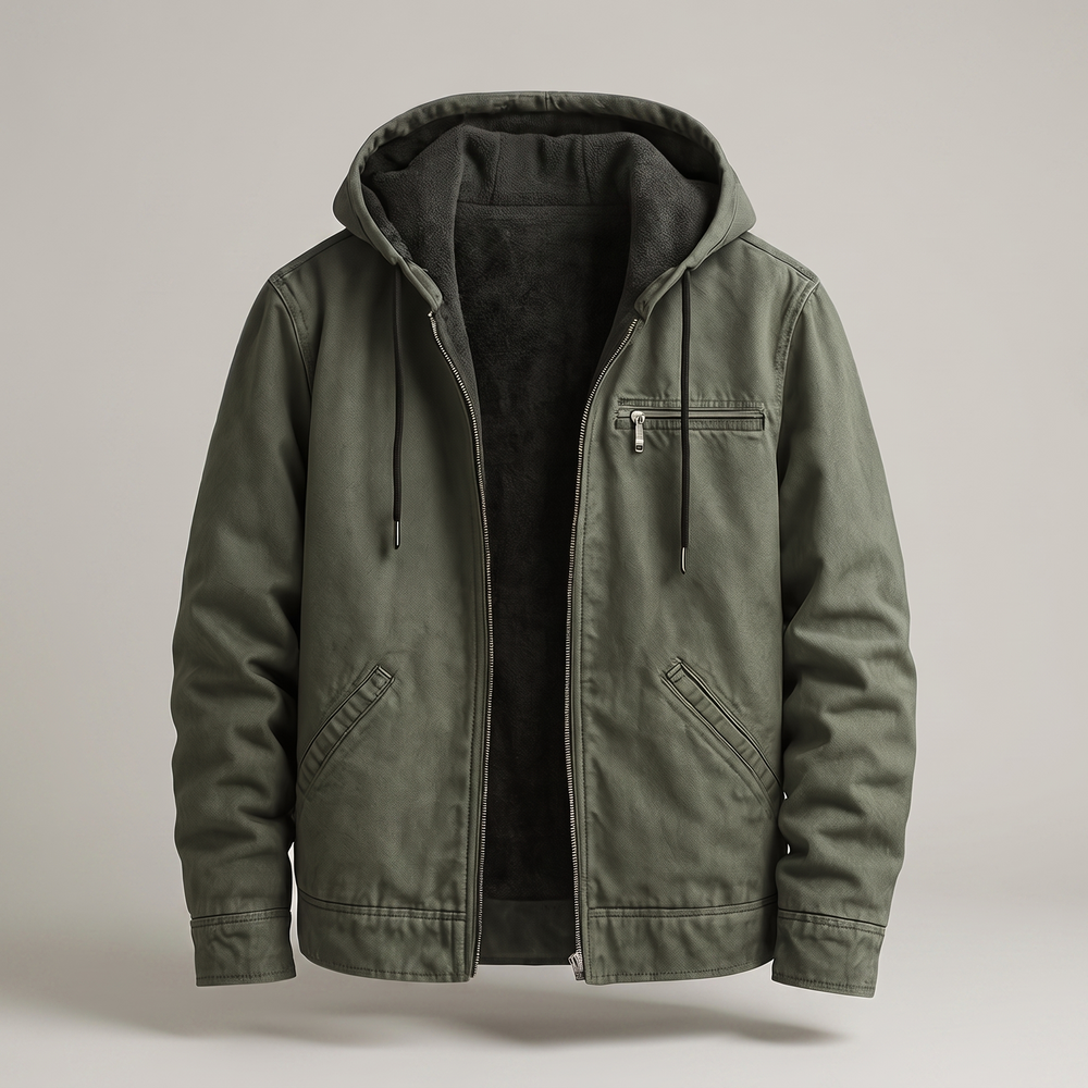 Garrett - Men's Canvas Jacket with Sherpa Lining