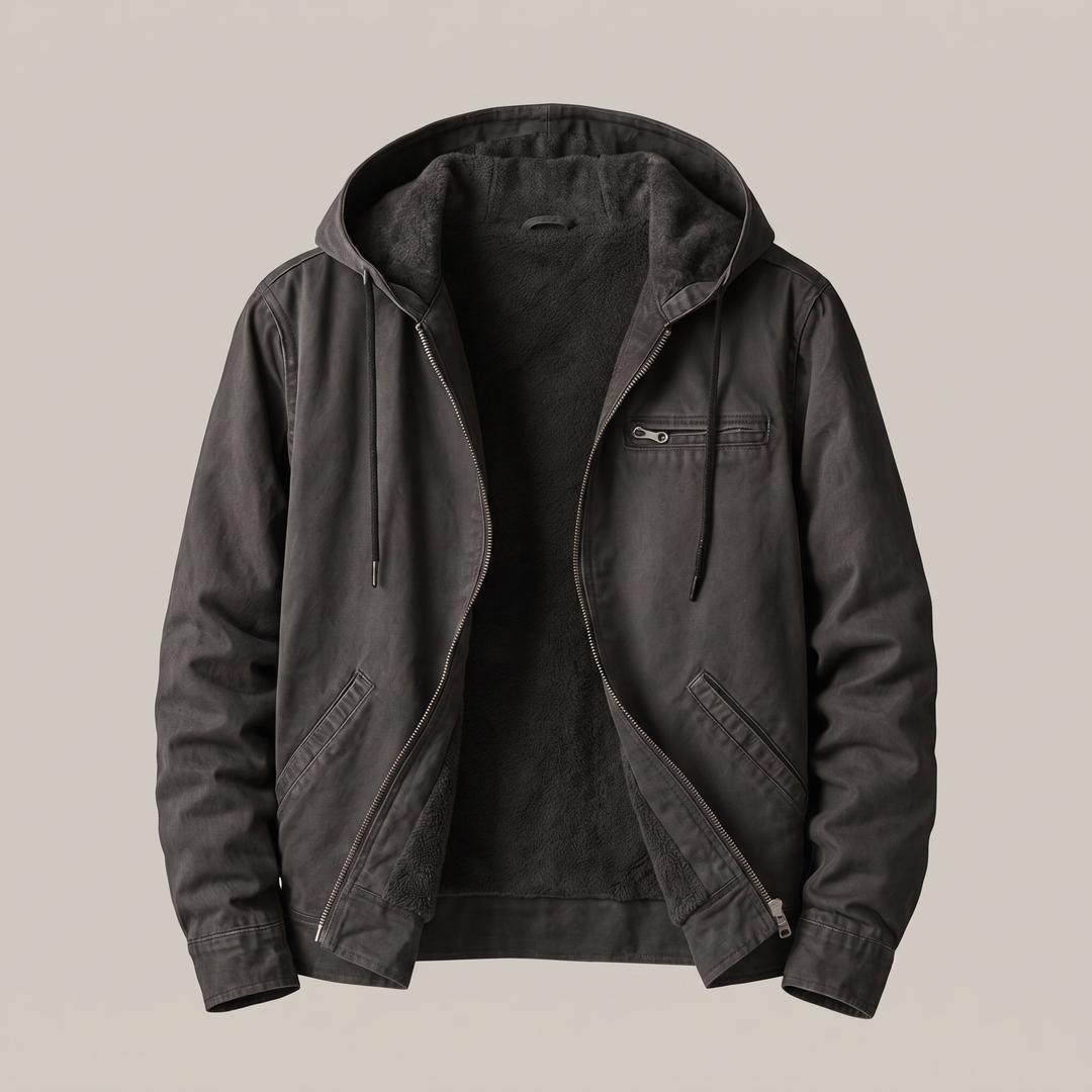 Garrett - Men's Canvas Jacket with Sherpa Lining