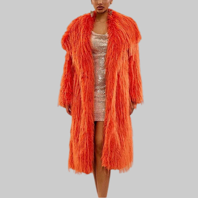 Genesis - Women’s Long Shaggy Faux Fur Coat 7