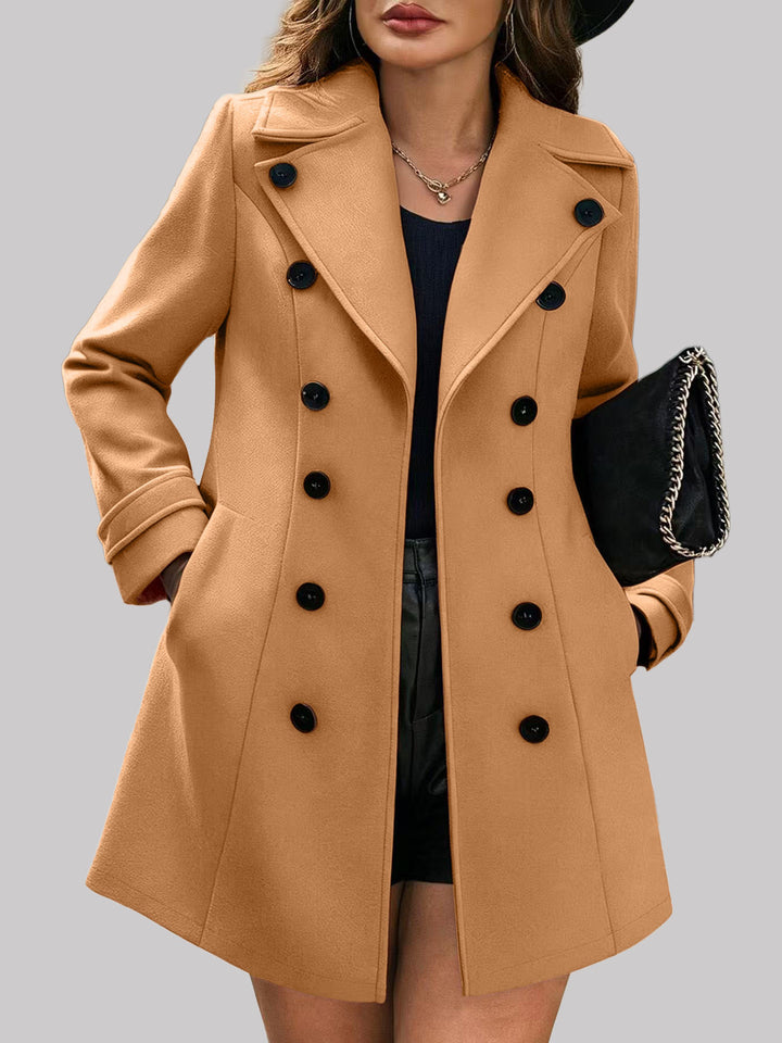 Genevieve - Women's Double-Breasted Suede Coat