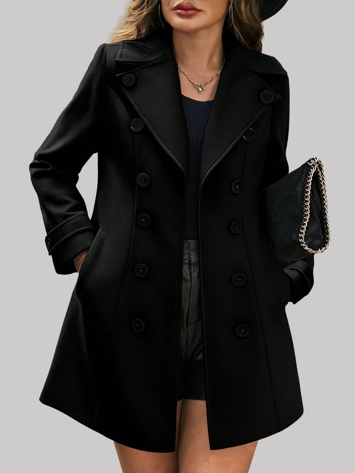 Genevieve - Women's Double-Breasted Suede Coat