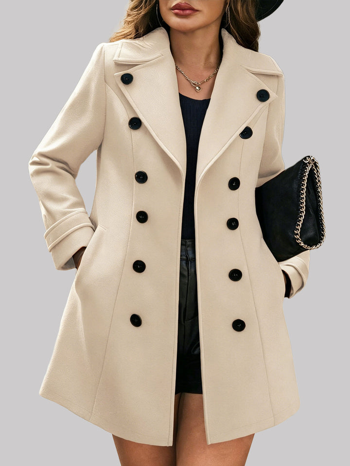 Genevieve - Women's Double-Breasted Suede Coat