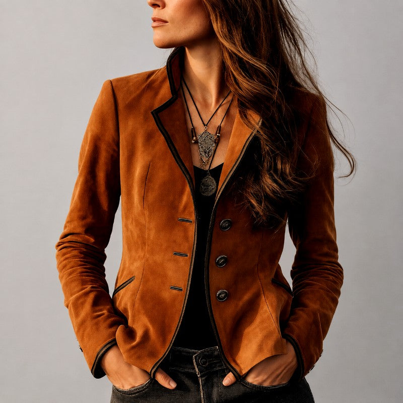Georgia - Women's Western Faux Suede Button Front Blazer 1