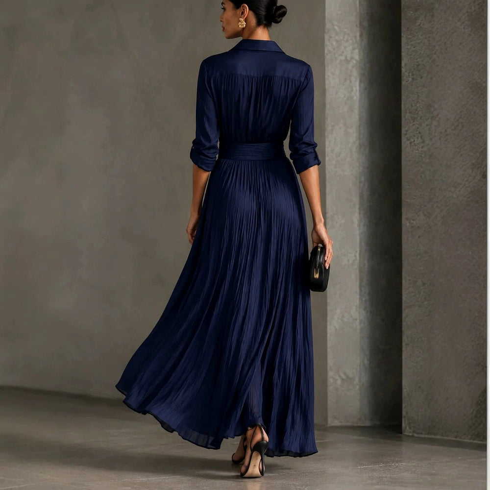 Georgina - Women's Collared Wrap-Front Maxi Dress 2