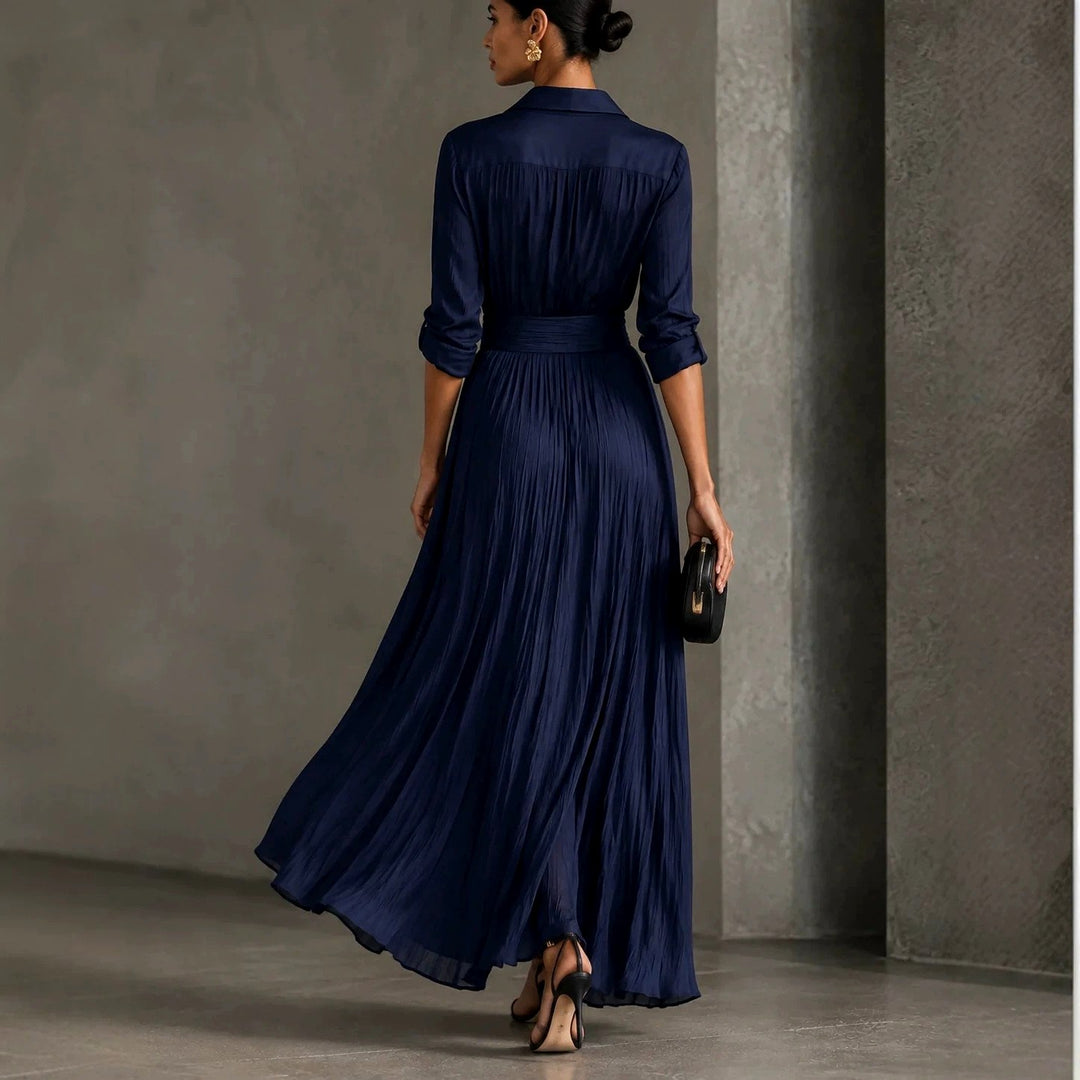 Georgina - Women's Collared Wrap-Front Maxi Dress 2