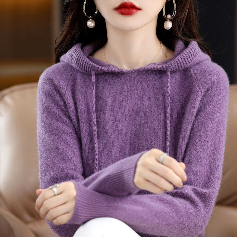 Gillian - Women's Drawstring Hooded Loose Fit Sweater 2