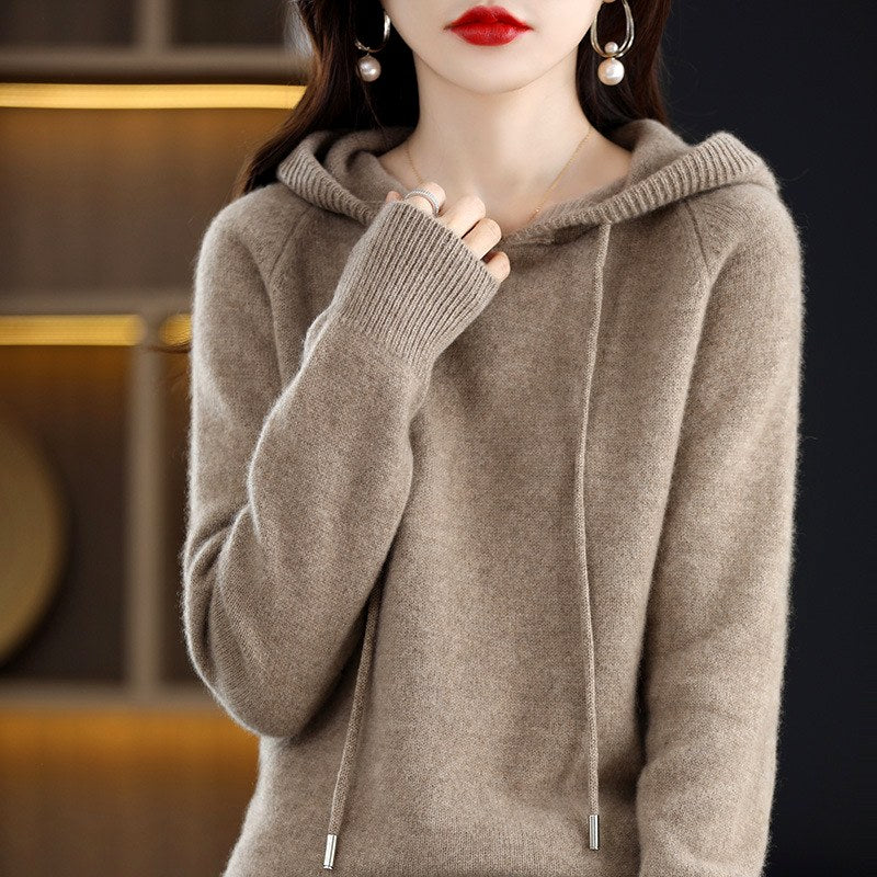 Gillian - Women's Drawstring Hooded Loose Fit Sweater 6