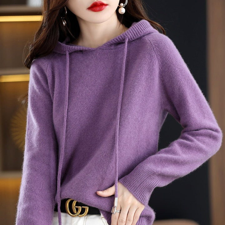 Gillian - Women's Drawstring Hooded Loose Fit Sweater 8