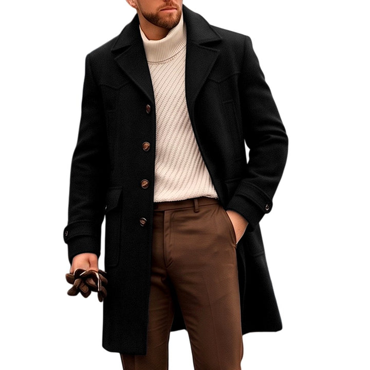 Grant - Men's Notched Lapel Wool-Blend Mid-Length Coat 1