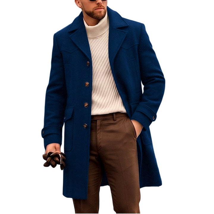 Grant - Men's Notched Lapel Wool-Blend Mid-Length Coat 2