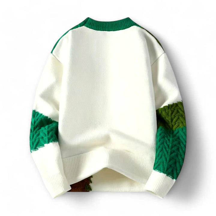 Grayson - Men's Patchwork Crewneck Sweater with Decorative Stitching