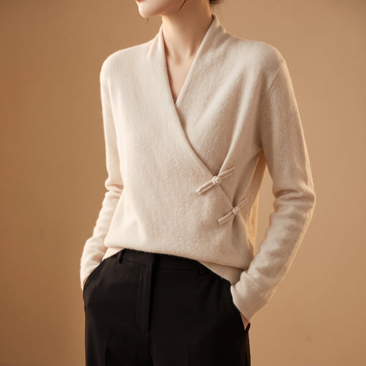 Greta - Women's Merino Wool Wrap Sweater with Toggle Closures