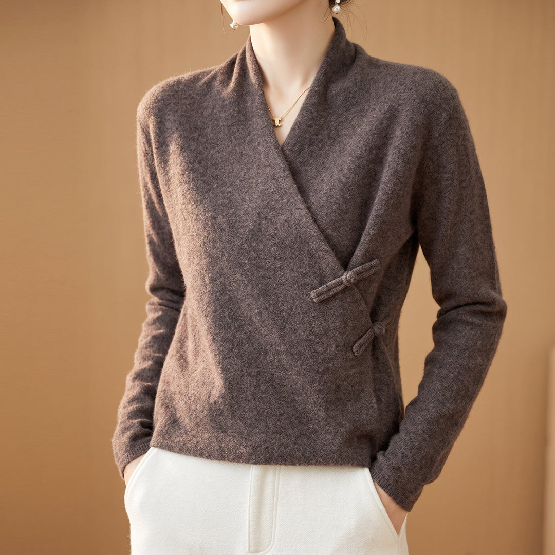Greta - Women's Merino Wool Wrap Sweater with Toggle Closures