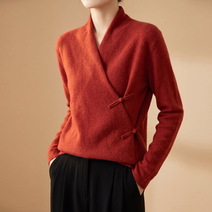 Greta - Women's Merino Wool Wrap Sweater with Toggle Closures