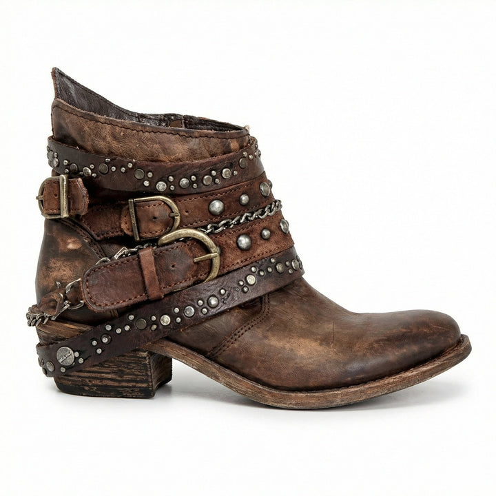 Greta - Women's Studded Multi-Strap Ankle Boots