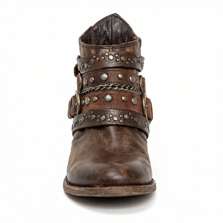 Greta - Women's Studded Multi-Strap Ankle Boots