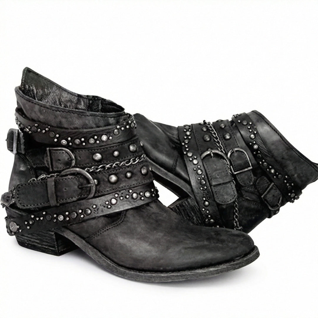 Greta - Women's Studded Multi-Strap Ankle Boots