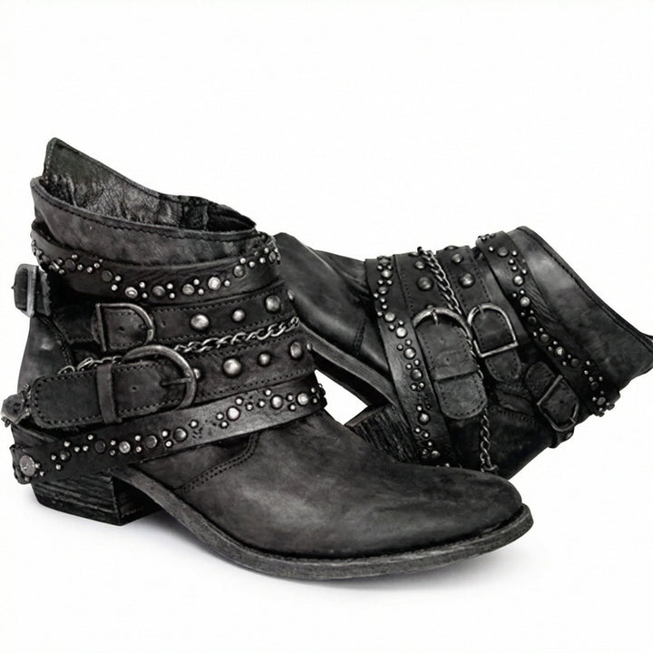 Greta - Women's Studded Multi-Strap Ankle Boots