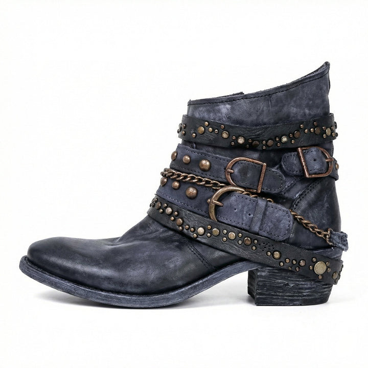 Greta - Women's Studded Multi-Strap Ankle Boots