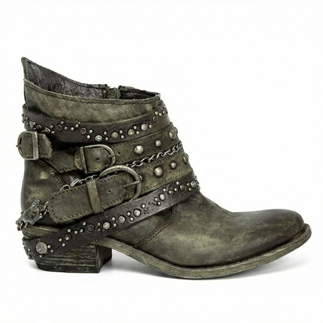 Greta - Women's Studded Multi-Strap Ankle Boots