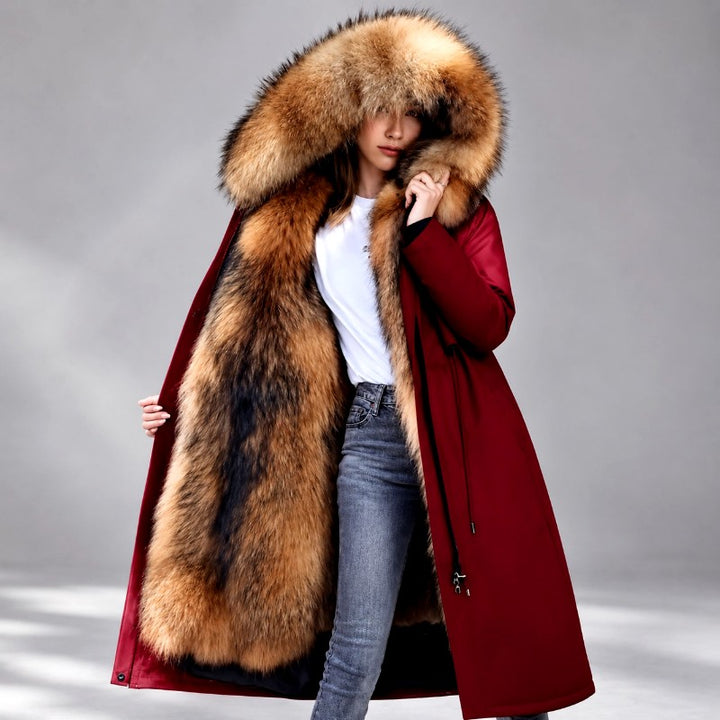 Gwyneth - Women's Long Fur-Lined Hooded Parka Coat 1