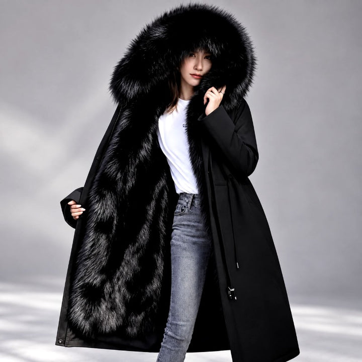 Gwyneth - Women's Long Fur-Lined Hooded Parka Coat 3